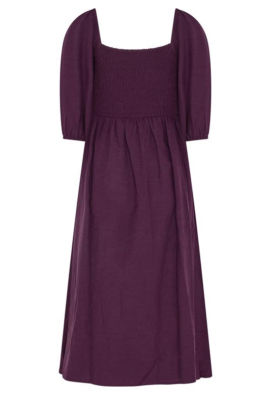 M&Co Petite Berry Purple Short Sleeve Embroidered Trim Maxi Dress | M&Co 2