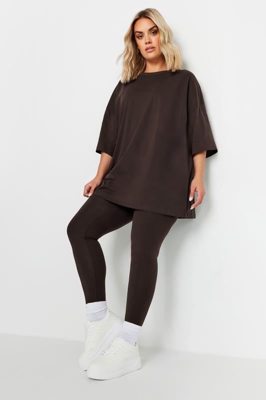 YOURS Plus Size Chocolate Brown Leggings | Yours Clothing  2