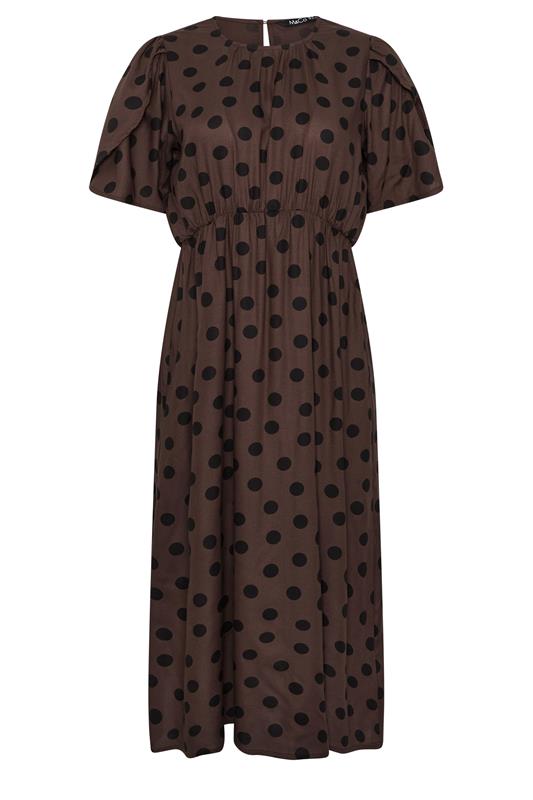 M&Co Brown Polka Dot Tulip Sleeve Dress | M&Co 5
