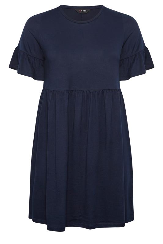 YOURS Plus Size Navy Blue Frill Sleeve Smock Dress | Yours Clothing 6