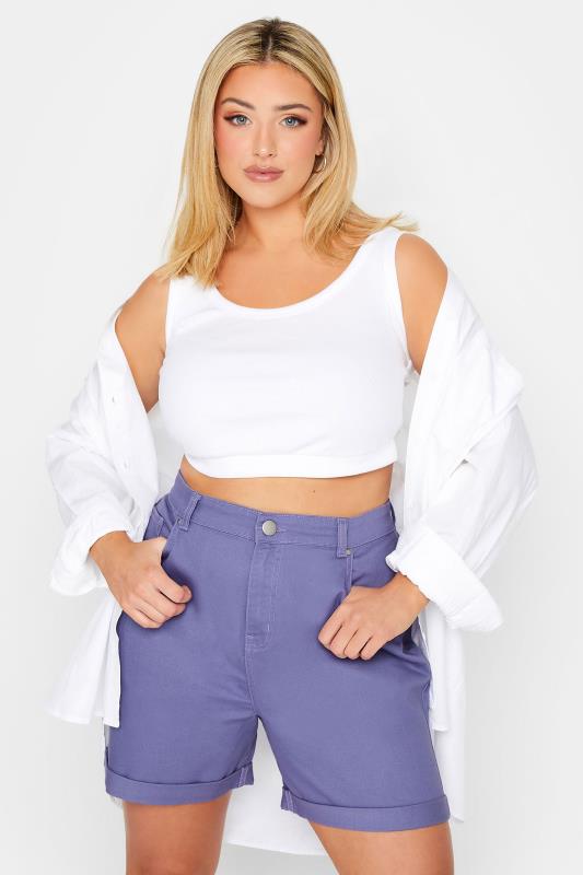  Grande Taille YOURS Curve Purple MOM Denim Shorts