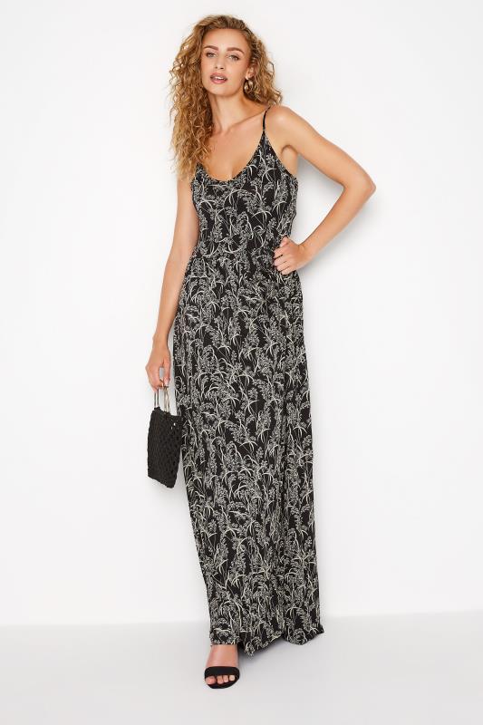 LTS Tall Black Floral Print Striped Maxi Dress | Long Tall Sally 2