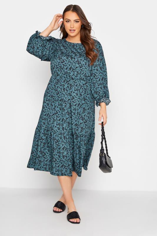  Grande Taille LIMITED COLLECTION Curve Green Animal Markings Smock Dress