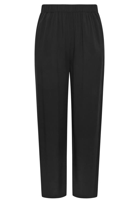 YOURS Plus Size Black Elasticated Wide Leg Trousers | Yours Clothing 5