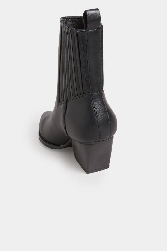 PixieGirl Black Faux Leather Ankle Cowboy Boots In Standard Fit | PixieGirl 4
