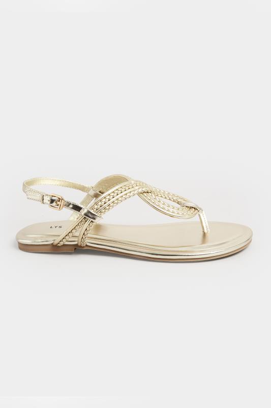 LTS Gold T-Bar Swirl Flat Sandals In Standard Fit | Long Tall Sally 3