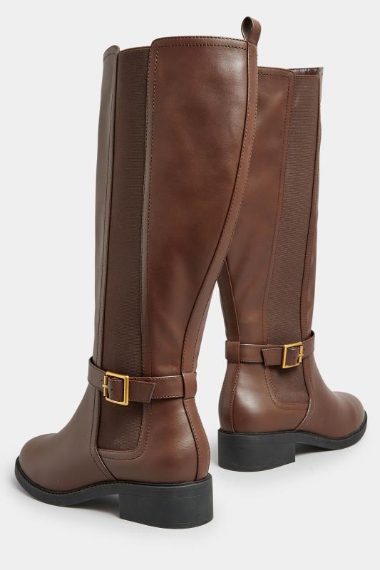 LIMITED COLLECTION Brown Strap Knee High Boot In Extra Wide EEE Fit | Yours Clothing 4