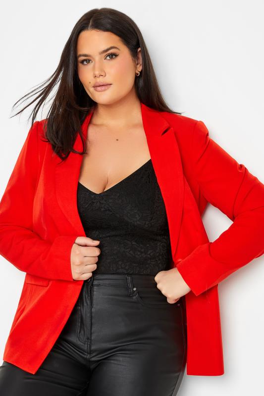 LTS Tall Women's Red Long Sleeve Scuba Crepe Blazer | Long Tall Sally 1