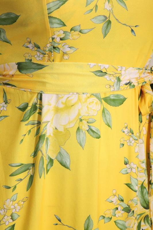 YOURS LONDON Plus Size Yellow Floral Cold Shoulder Maxi Dress | Yours Clothing 5