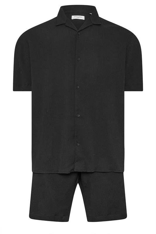 JACK & JONES Big & Tall Black Revere Shirt & Short Set | BadRhino 2