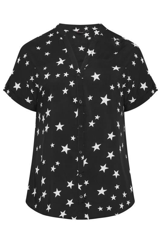 YOURS Plus Size Black Star Print Button Through Shirt | Yours Clothing 5