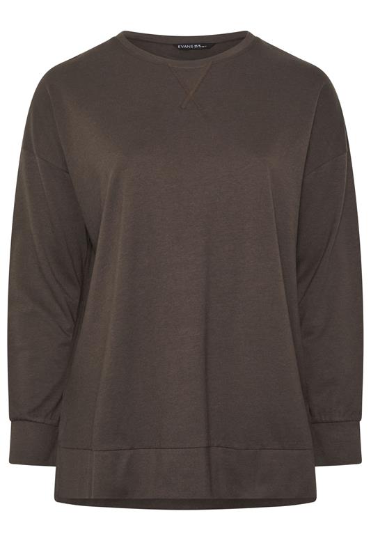 EVANS Plus Size Chocolate Brown Luxe Sweatshirt | Evans 5