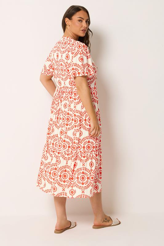 YOURS Plus Size Red Floral Half Placket Maxi Dress | Yours Clothing 2