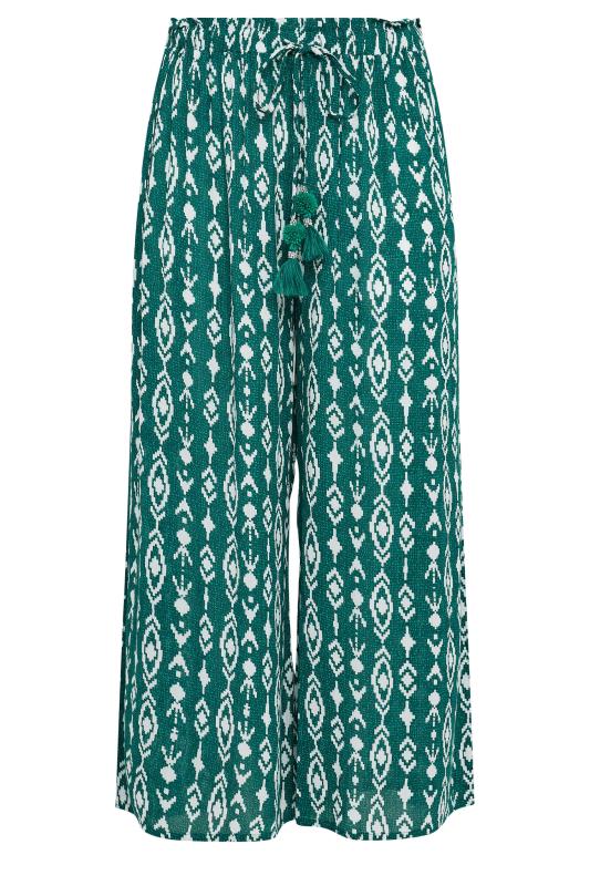 YOURS Plus Size Green Ikat Print Beach Trousers | Yours Clothing 5