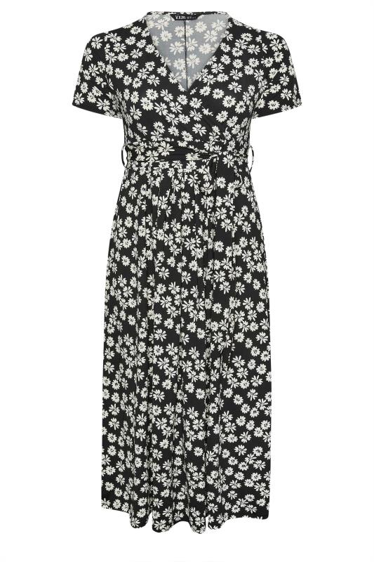 YOURS Plus Size Black Floral Print Tie Waist Maxi Dress | Yours Clothing