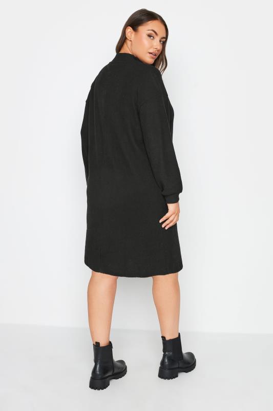 YOURS Plus Size Black Soft Touch Zip Neck Jumper Dress | Yours Clothing 3