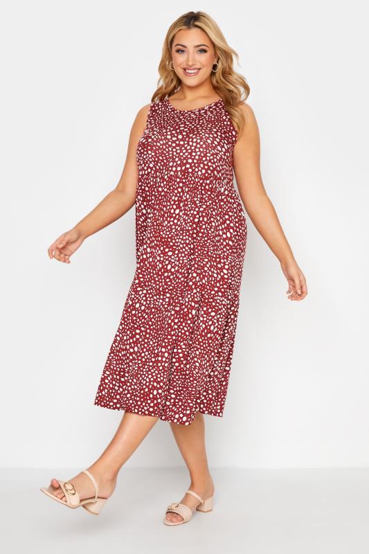 Plus Size  Rust Spot Print Midaxi Dress
