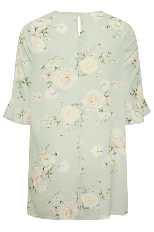 YOURS LONDON Plus Size Curve Light Green Floral Tunic Top | Yours Clothing  7