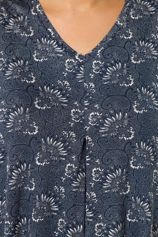 YOURS Plus Size Navy Blue Paisley Pleat Vest Top | Yours Clothing 4