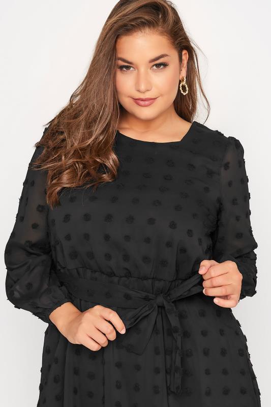Plus Size YOURS LONDON Black Dobby Puff Sleeve Dress | Yours Clothing 4