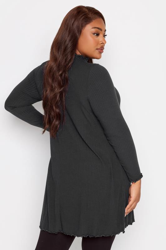 YOURS Curve Plus Size Black Lettuce Edge Tunic Dress | Yours Clothing  3