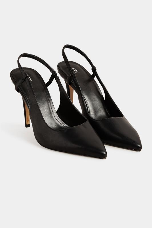 LTS Black Sling Back Heel Court Shoes in Standard Fit | Long Tall Sally 2