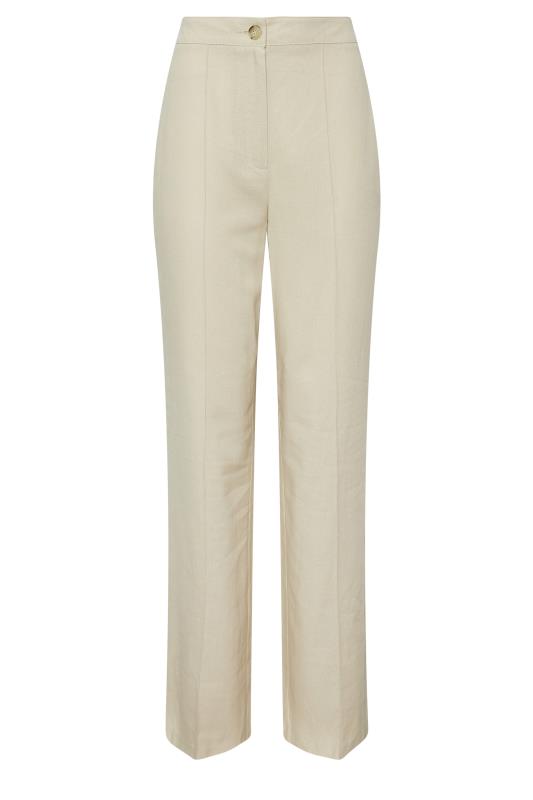 LTS Tall Stone Brown Linen Trousers | Long Tall Sally  4
