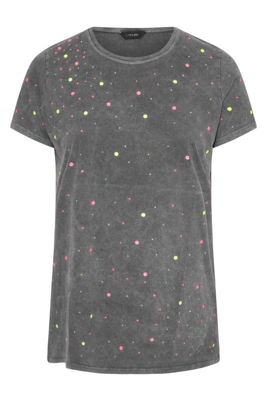 Plus Size Grey Acid Wash Stud Embellished Short Sleeve T-Shirt | Yours Clothing  6