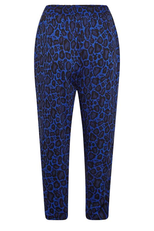 Plus Size Blue Leopard Printed Trousers | Yours Clothing  6