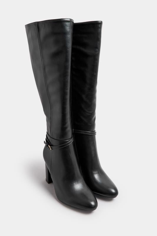 Black Heeled Knee High Boot In Wide E Fit & Extra Wide EEE Fit | Yours Clothing  2