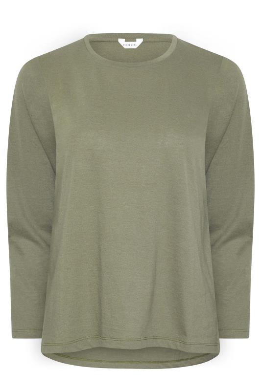 Petite Khaki Green Long Sleeve T-Shirt 5