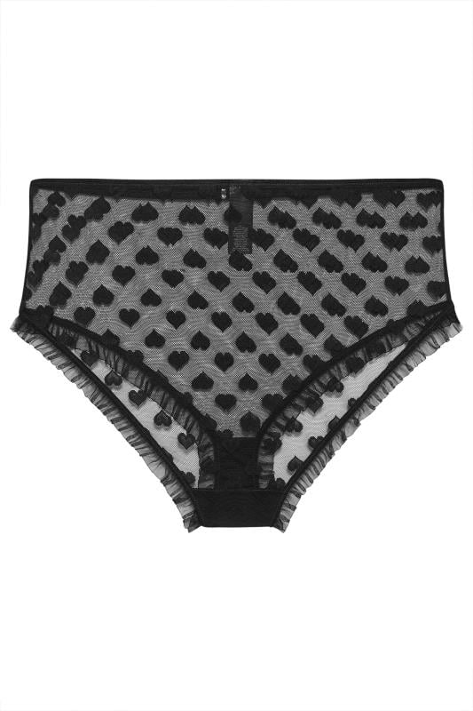 YOURS Plus Size Black Heart Mesh Brazilian Briefs | Yours Clothing  6