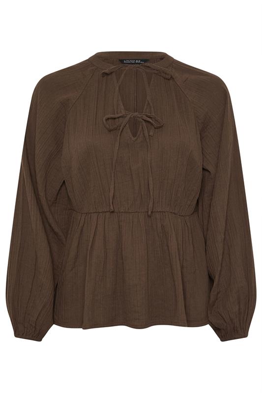 LIMITED COLLECTION Plus Size Chocolate Brown Cheesecloth Top | Yours Clothing 6