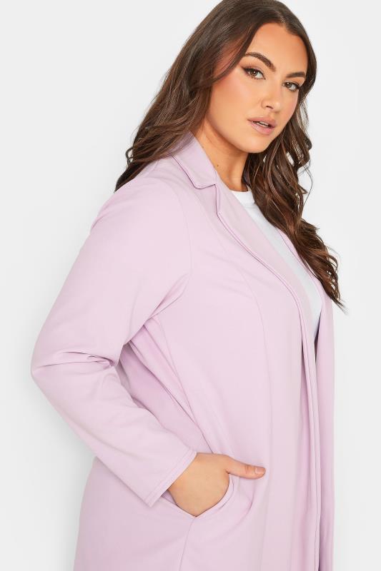 YOURS Curve Plus Size Lilac Purple Longline Blazer | Yours Clothing 4