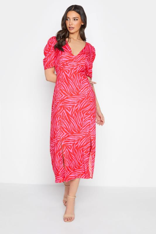 LTS Tall Bright Pink Zebra Print Tea Dress 2