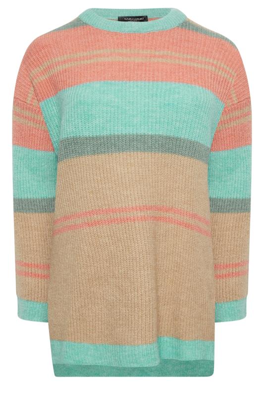 YOURS LUXURY Plus Size Brown Stripe Longline Jumper | Yours Clothing 7