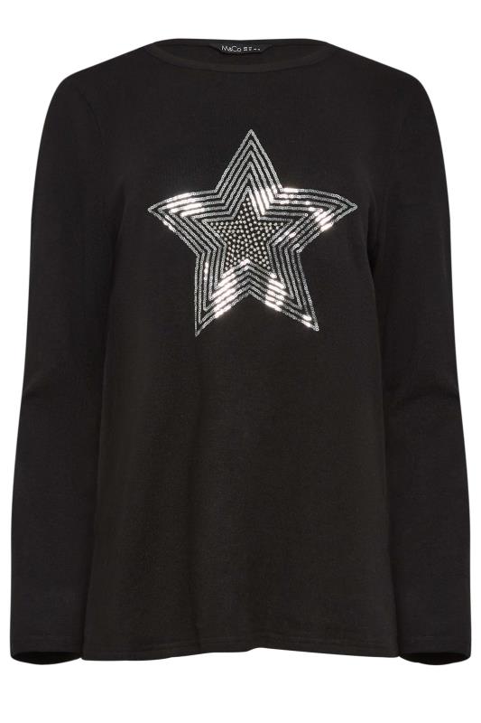 M&Co Black Sequin Star Soft Touch Jumper | M&Co 6