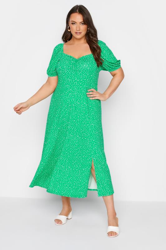 Curve Green Spot Print Sweetheart Midaxi Dress_A.jpg