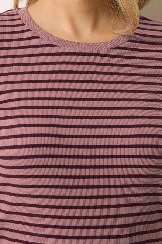LTS Tall Women's Pink Marl Stripe Cotton Ribbed T-Shirt | Long Tall Sally 4