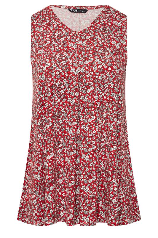 YOURS Plus Size Red Floral Print Pleat Front Vest Top | Yours Clothing 6