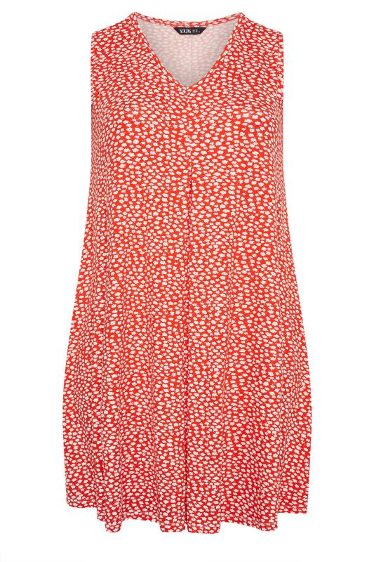 YOURS Plus Size Red Ditsy Floral Print Swing Dress | Yours Clothing 5