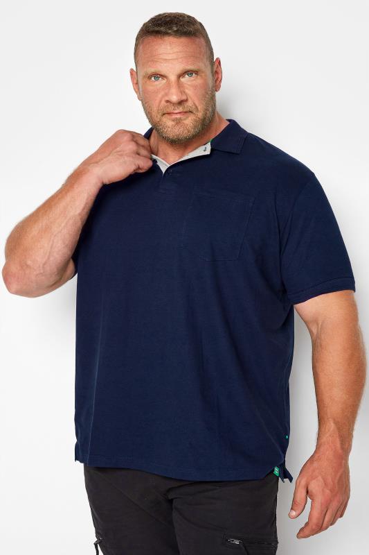 D555 Big & Tall Navy Blue Basic Polo Shirt 1