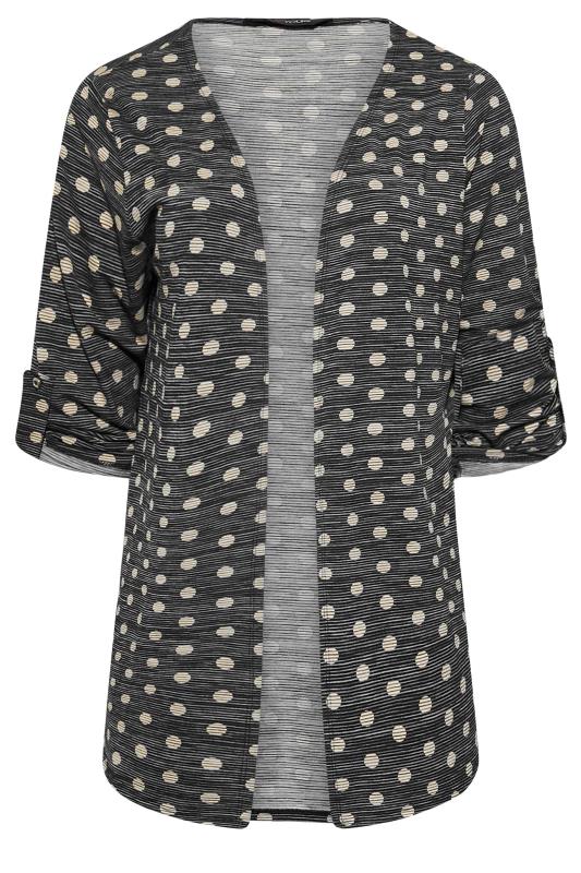 Plus Size Black Spot Print Roll Sleeve Cardigan | Yours Clothing 6