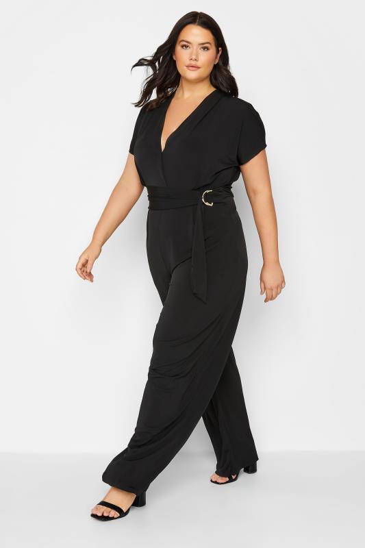  Grande Taille LTS Tall Black Wrap Stretch Jumpsuit