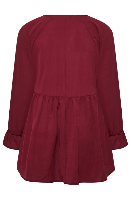 LIMITED COLLECTION Plus Size Burgundy Red Peplum Blouse | Yours Clothing 7