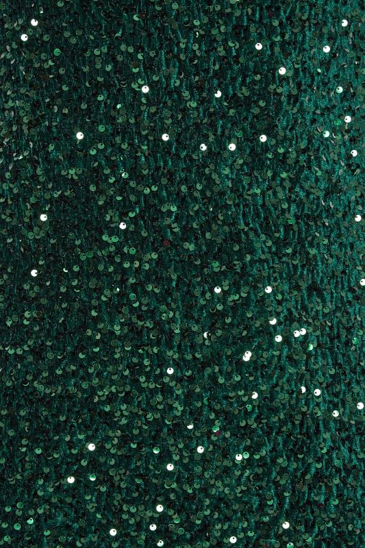 YOURS LONDON Curve Forest Green Sequin Embellished Velvet Shift Dress | Yours Clothing 5