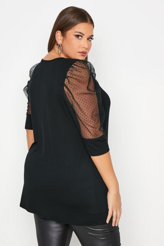 LIMITED COLLECTION Black Spot Ruched Sleeve Top_C.jpg