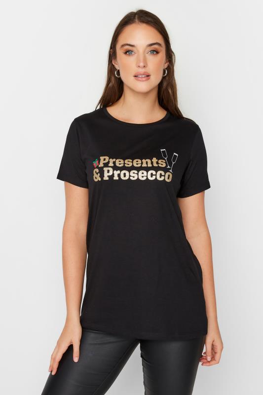 Tall  LTS Tall Black 'Presents & Prosecco' Christmas T-Shirt