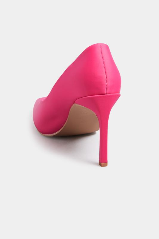 PixieGirl Hot Pink Heeled Court Shoes In Standard D Fit | PixieGirl 4