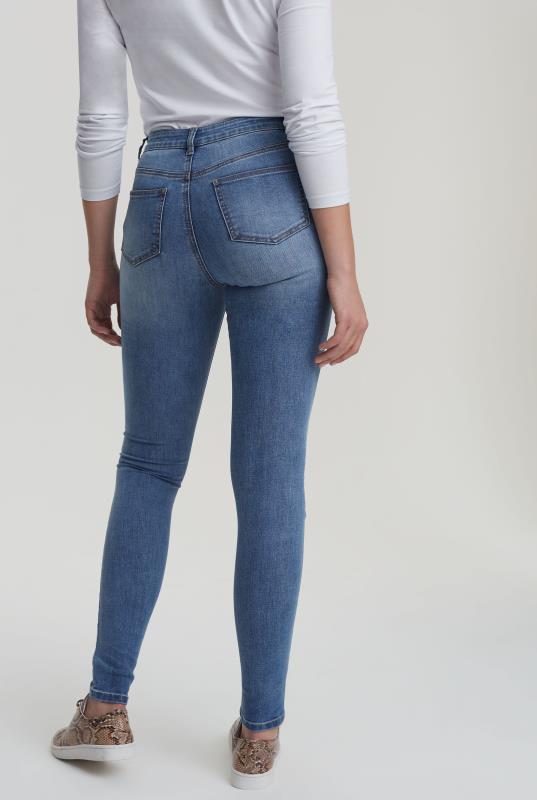 Mid Blue Skinny Low Rise Jeans | Long Tall Sally